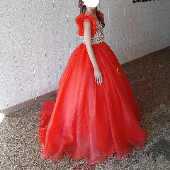 One More Couture red pageant dress,custom, little girl 12 - Picture 6 of 8
